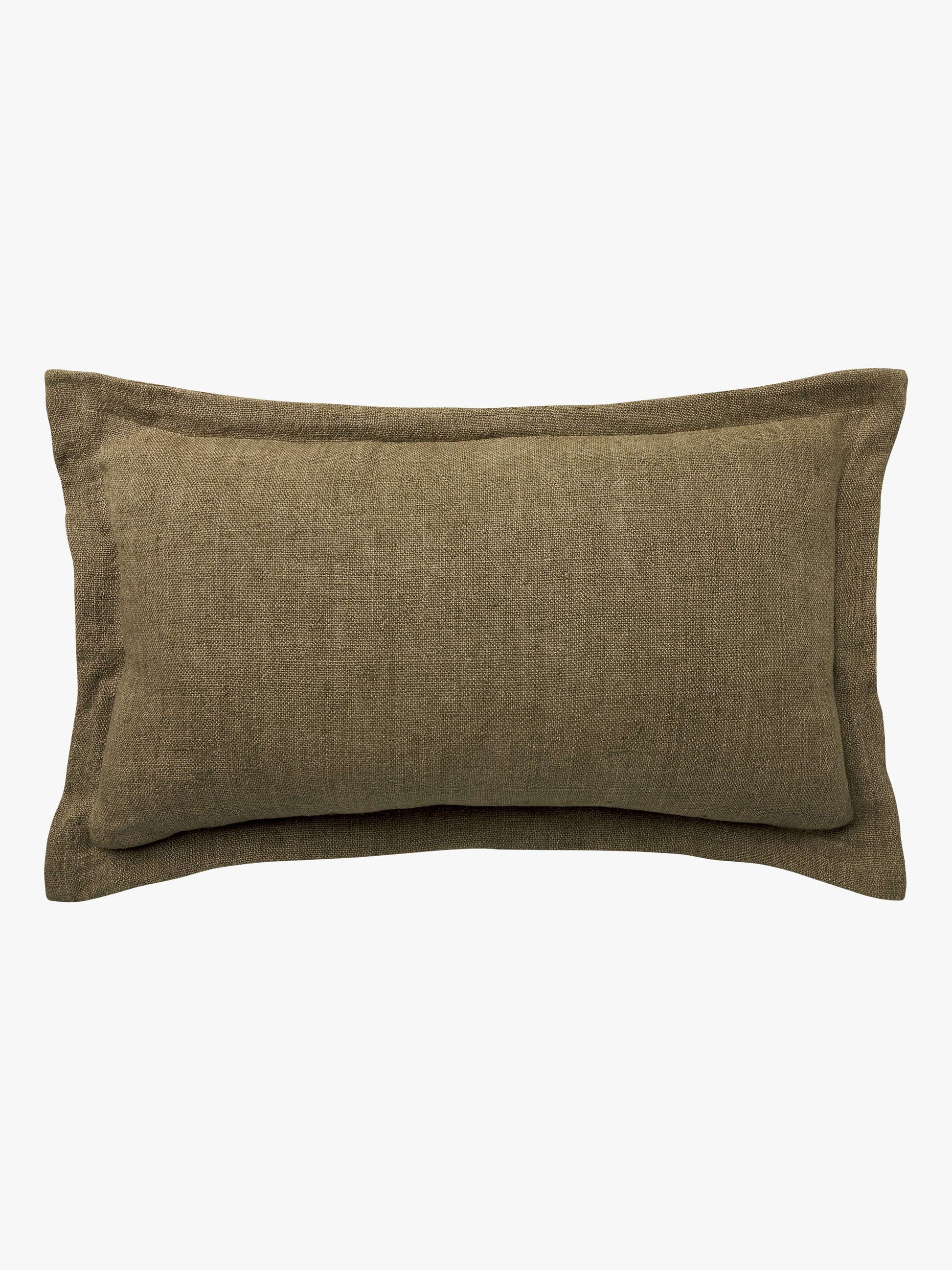 Burton Khaki Tailored Rectangle Heavy Linen Cushion