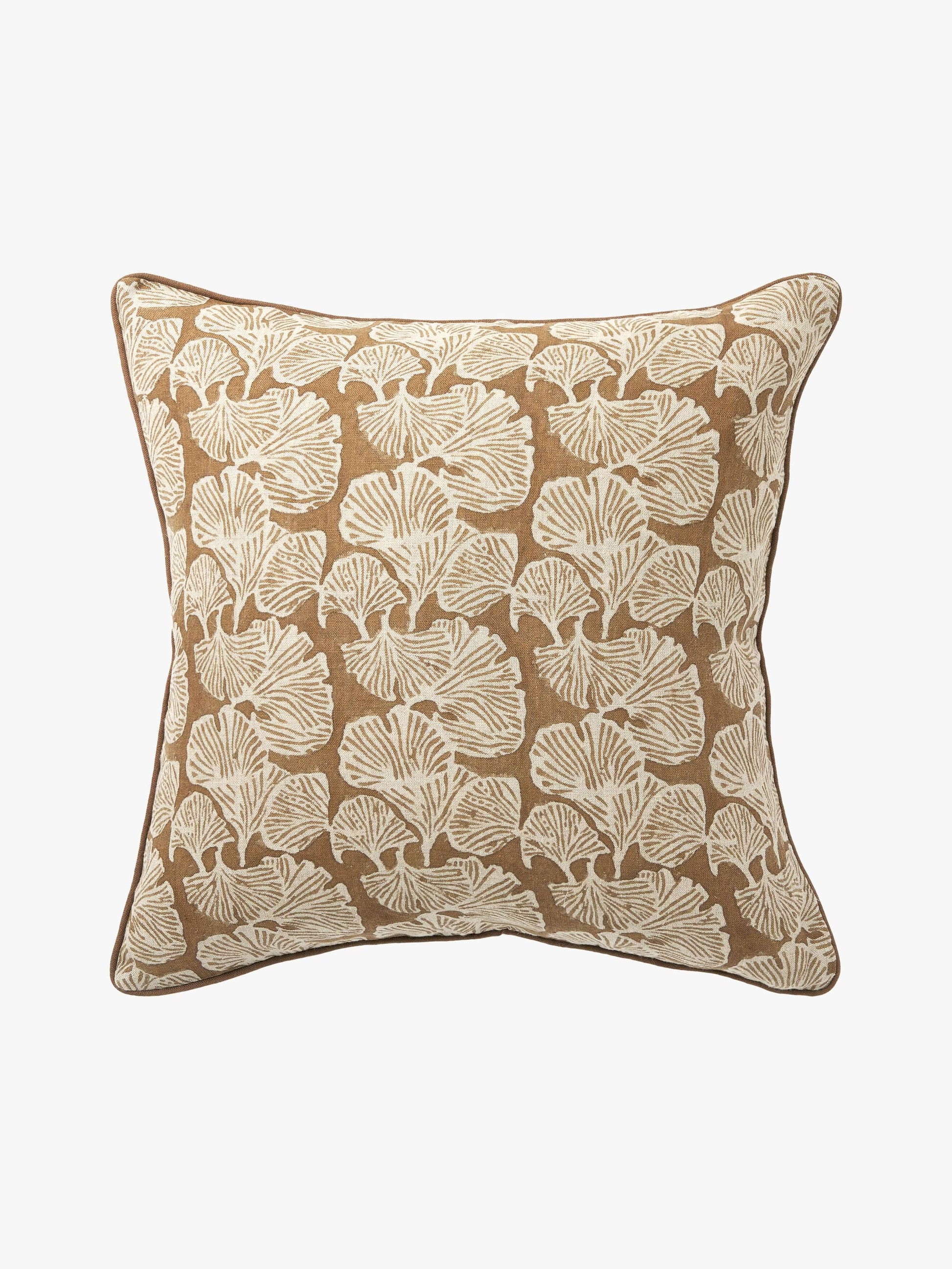 Ginkgo Bronze Linen Cushion