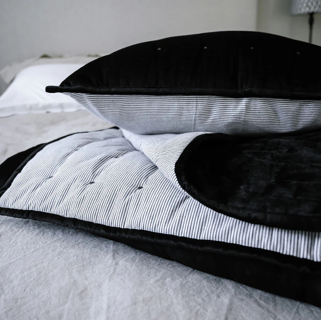 Dainty Cotton Velvet Cushion Cover - Black