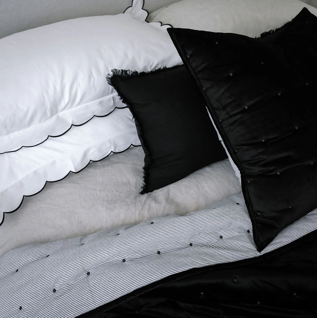 Dainty Cotton Velvet Cushion Cover - Black