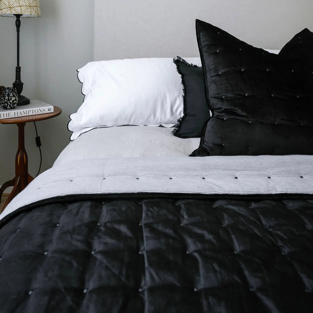 Dainty Cotton Velvet Cushion Cover - Black