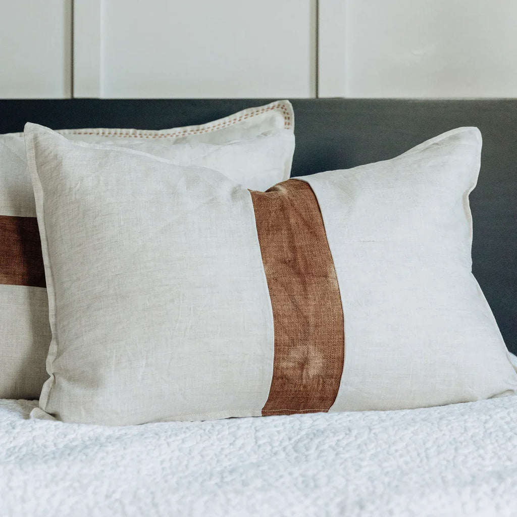 Vintage Hemp Inlay Cushion - Henna