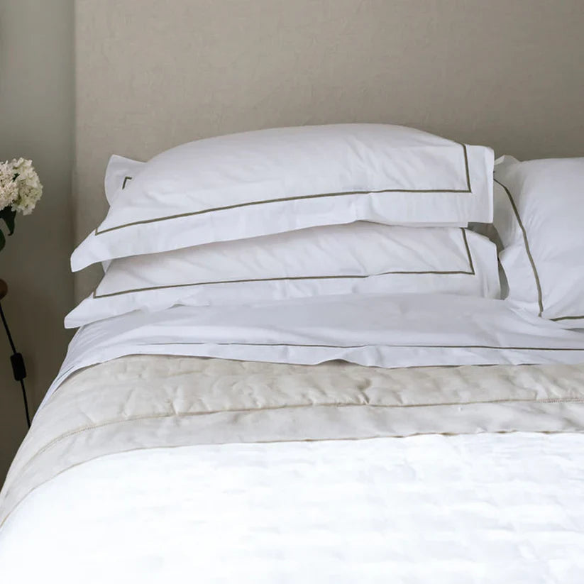 Grace Embroidered Cotton Flat Sheet - Taupe 450 Thread Count