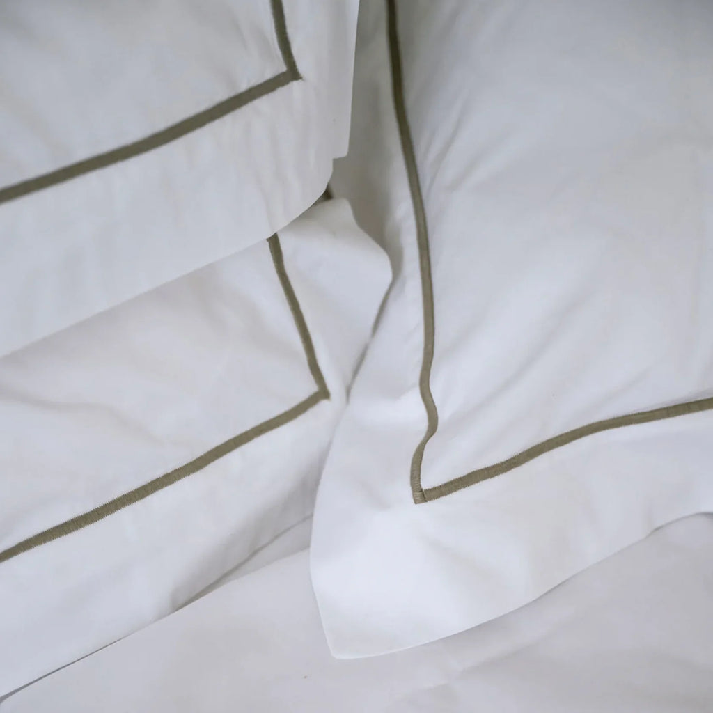 Grace Embroidered Cotton Flat Sheet - Taupe 450 Thread Count