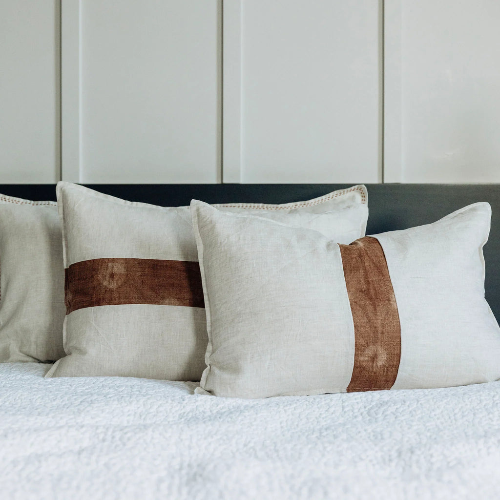 Vintage Hemp Inlay Cushion - Henna