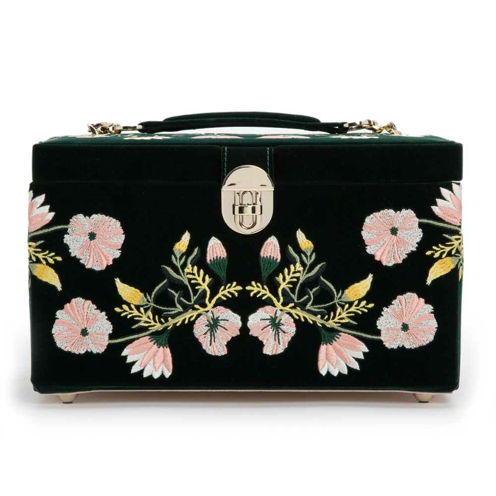 Zoe Medium Forest Green Jewellery Box By WOLF