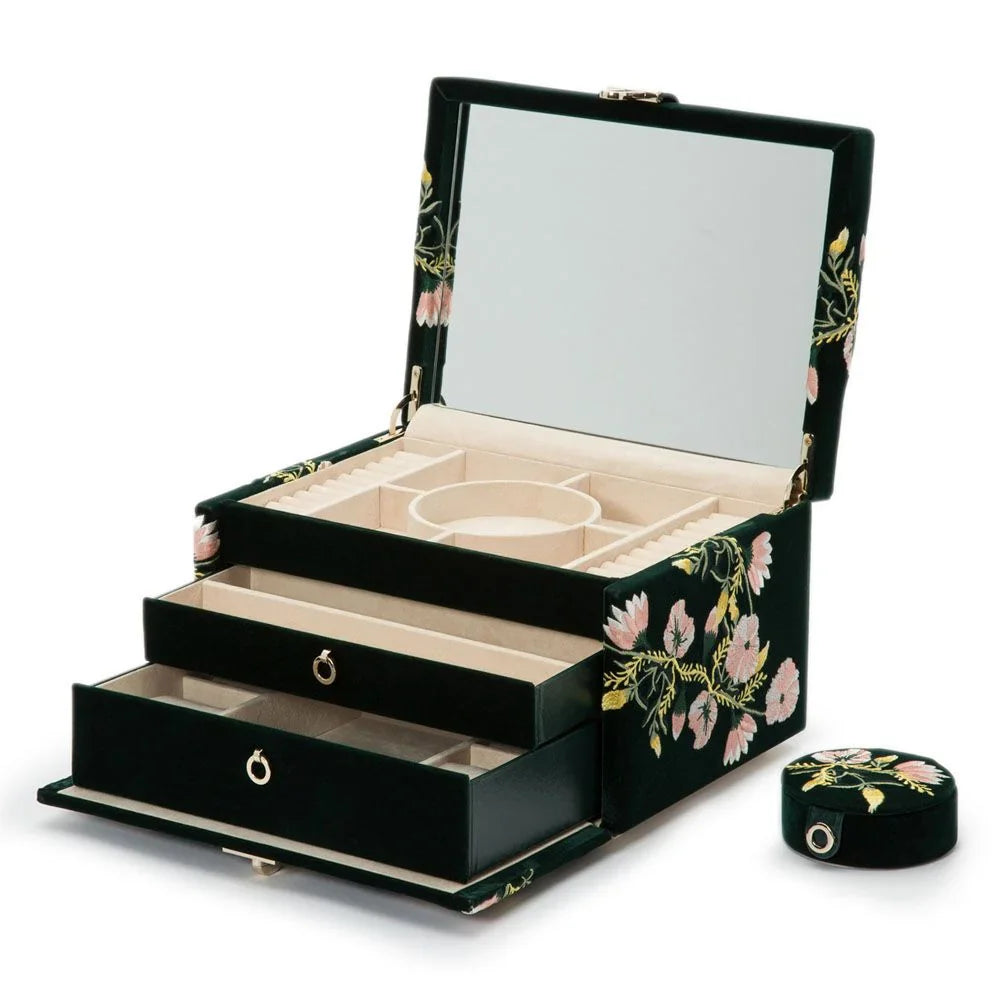 Zoe Medium Forest Green Jewellery Box By WOLF