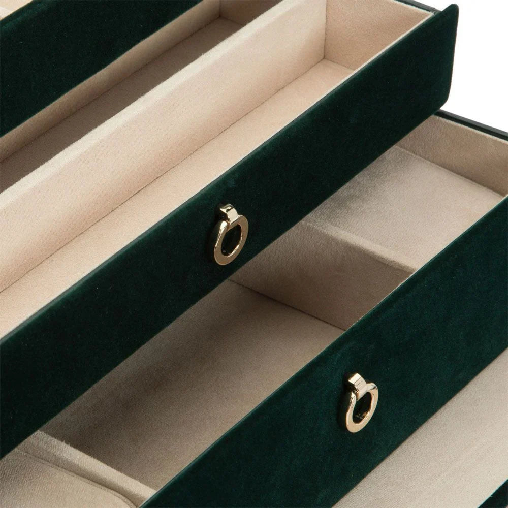 Zoe Medium Forest Green Jewellery Box By WOLF
