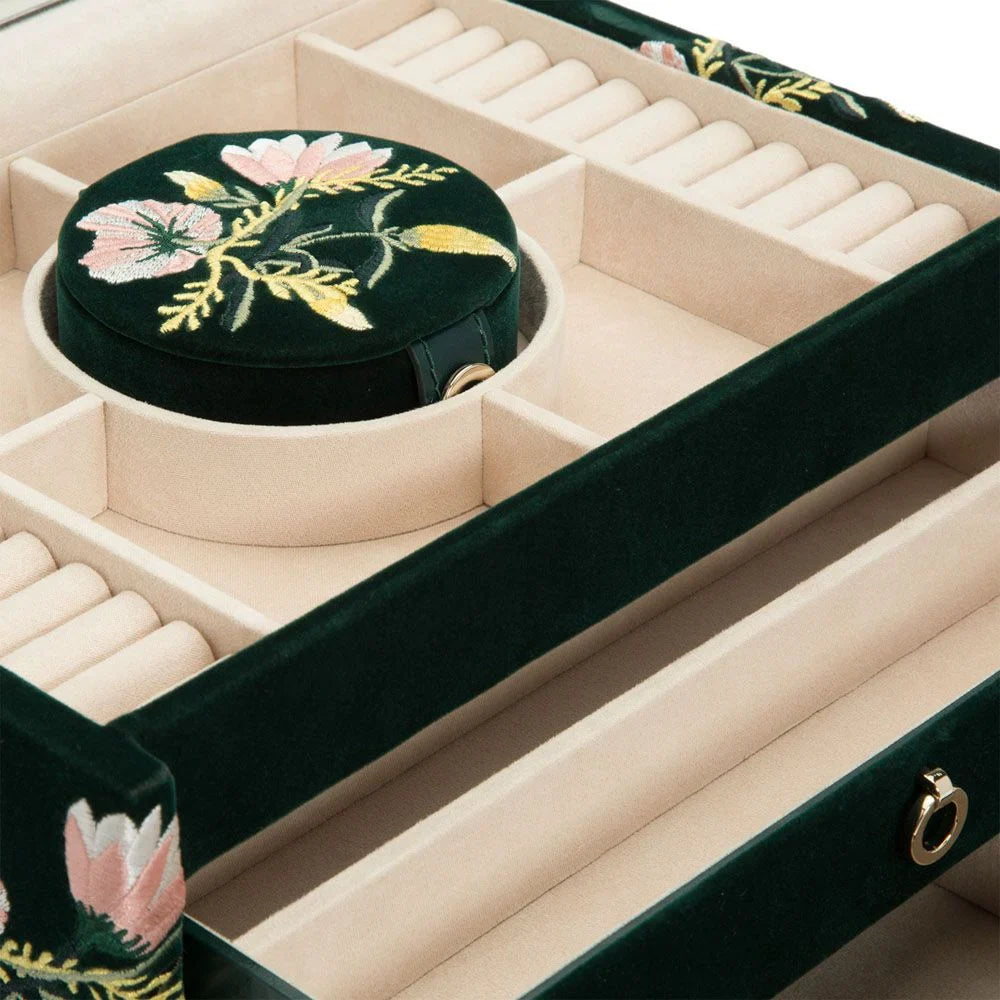 Zoe Medium Forest Green Jewellery Box By WOLF