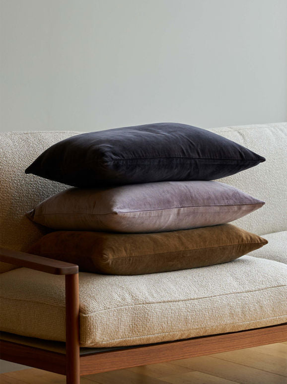 Cotton Velvet Cushion in Blue Black