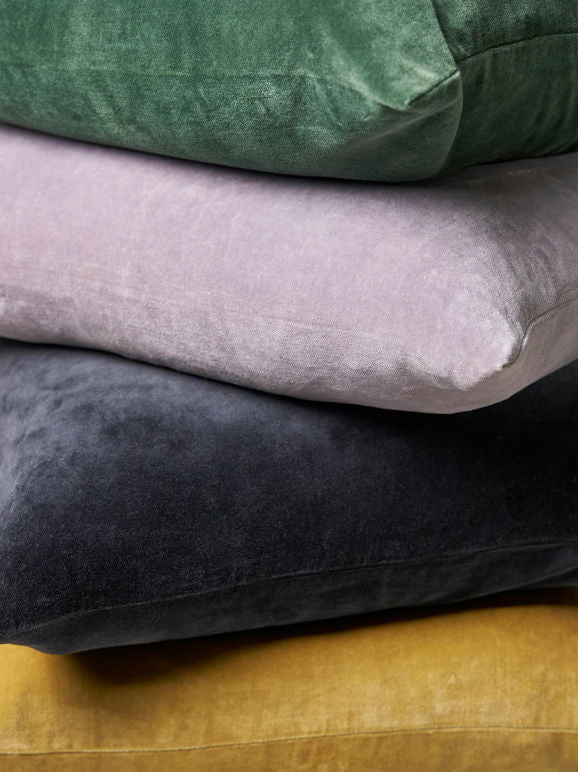Cotton Velvet Cushion in Blue Black
