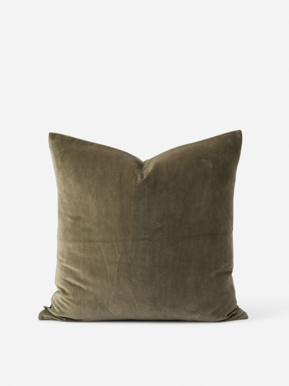 Cotton Velvet Cushion in Sage