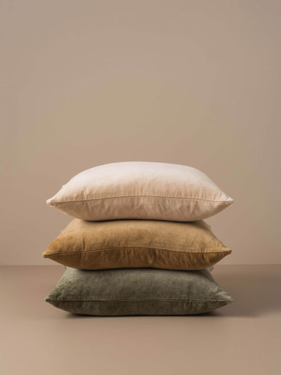 Cotton Velvet Cushion in Sage