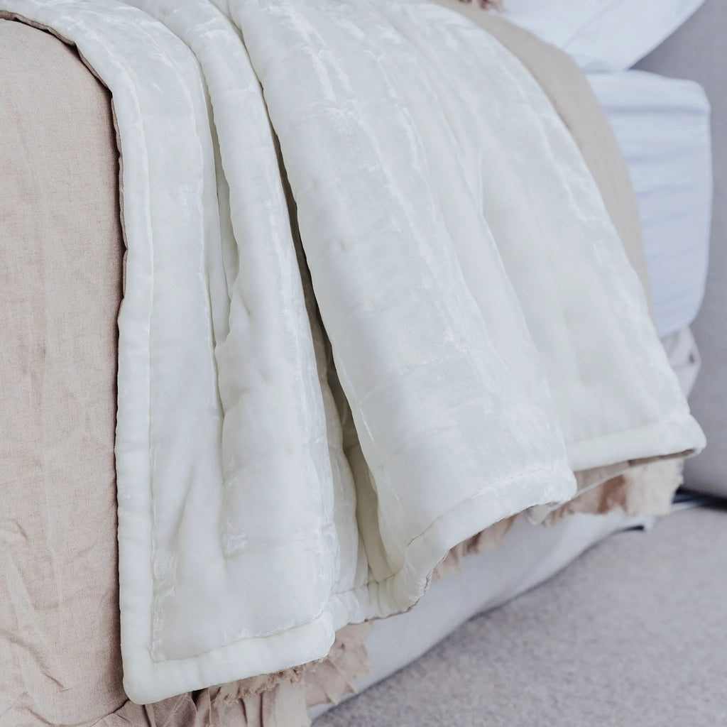 Tempt Silk Velvet Throw in Snow White
