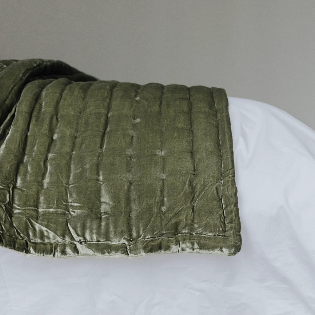 Tempt Silk Velvet Throw in Caper