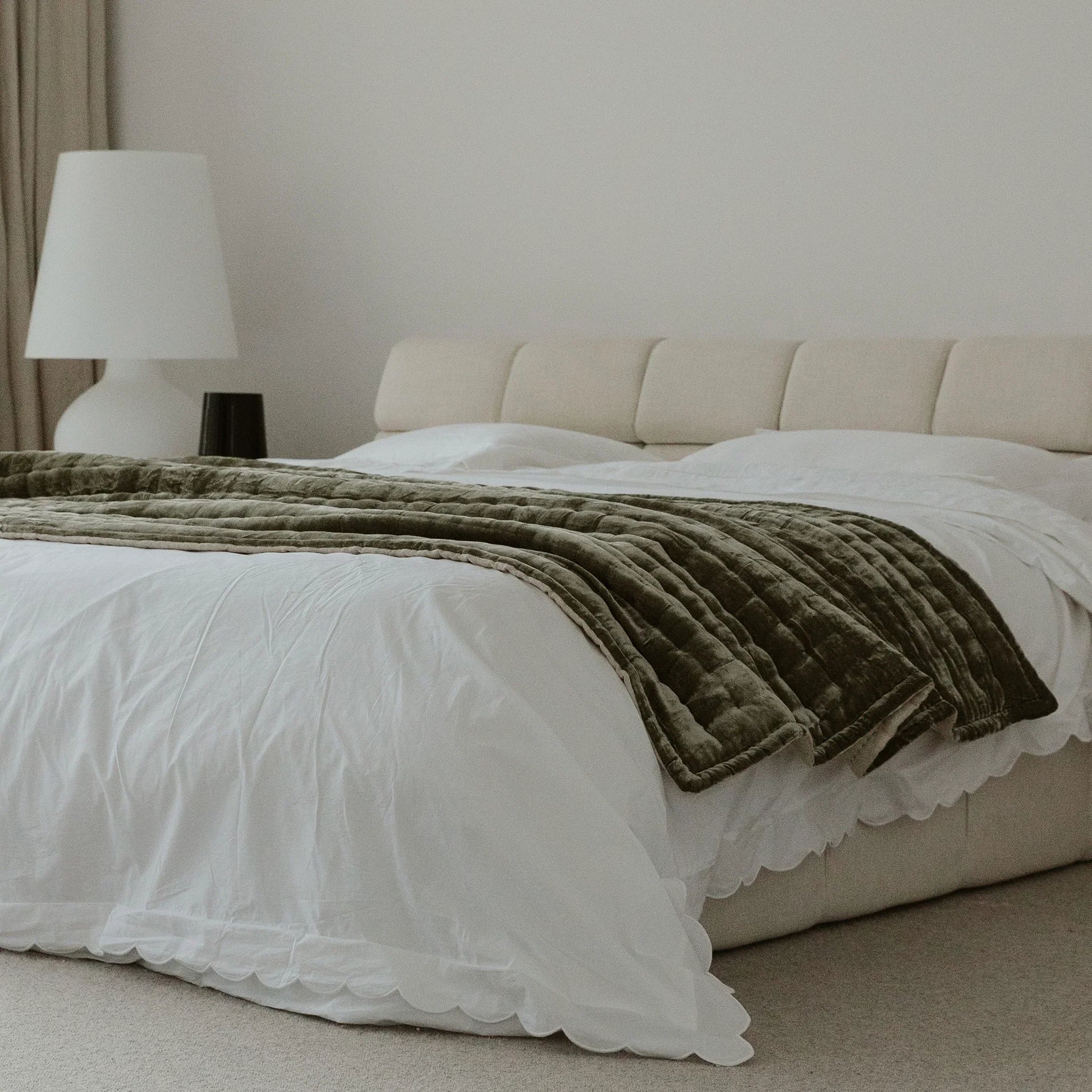 Tempt Silk Velvet Throw in Caper