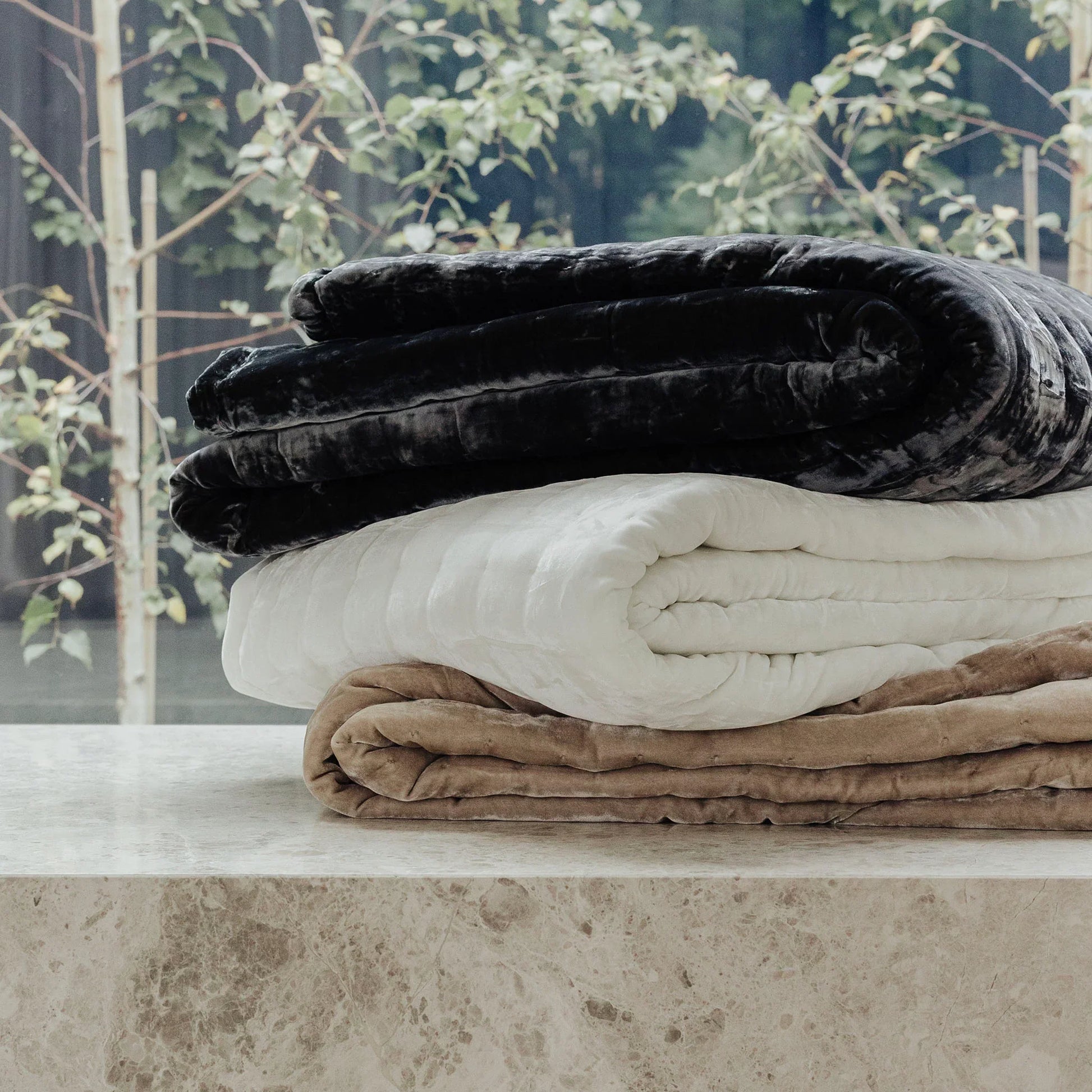 Tempt Silk Velvet Throw in Snow White