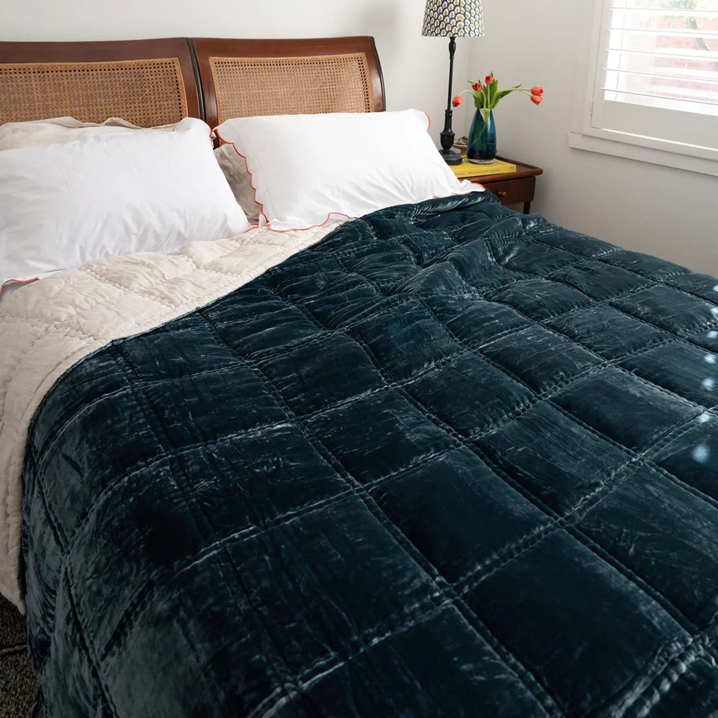 Bliss Silk Velvet Quilt - Sea Green