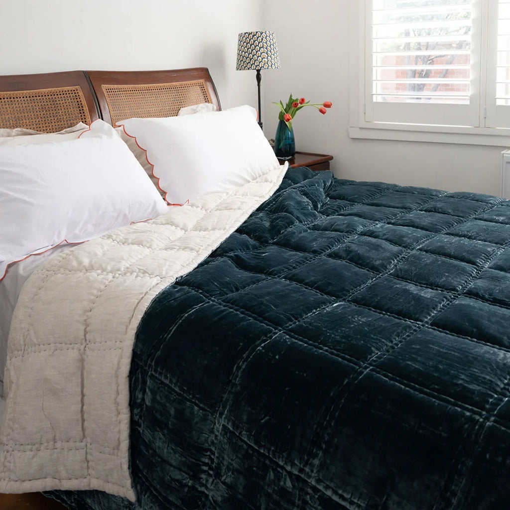 Bliss Silk Velvet Quilt - Sea Green