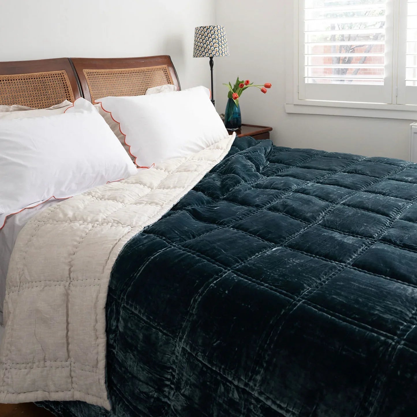 Bliss Silk Velvet Quilt - Sea Green