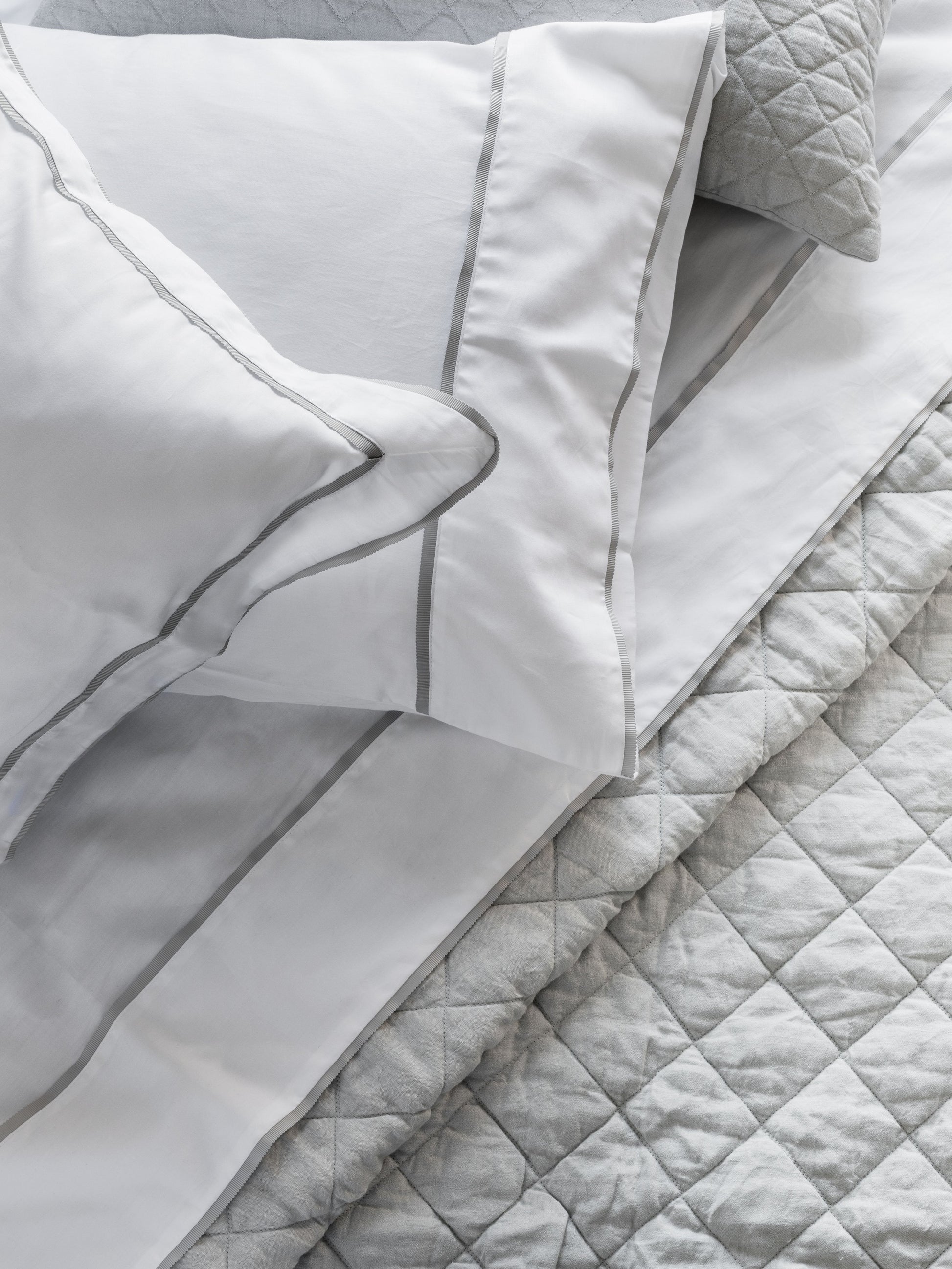 Grosgrain Silver Duvet Cover Set Duvet Covers L&M Home Queen