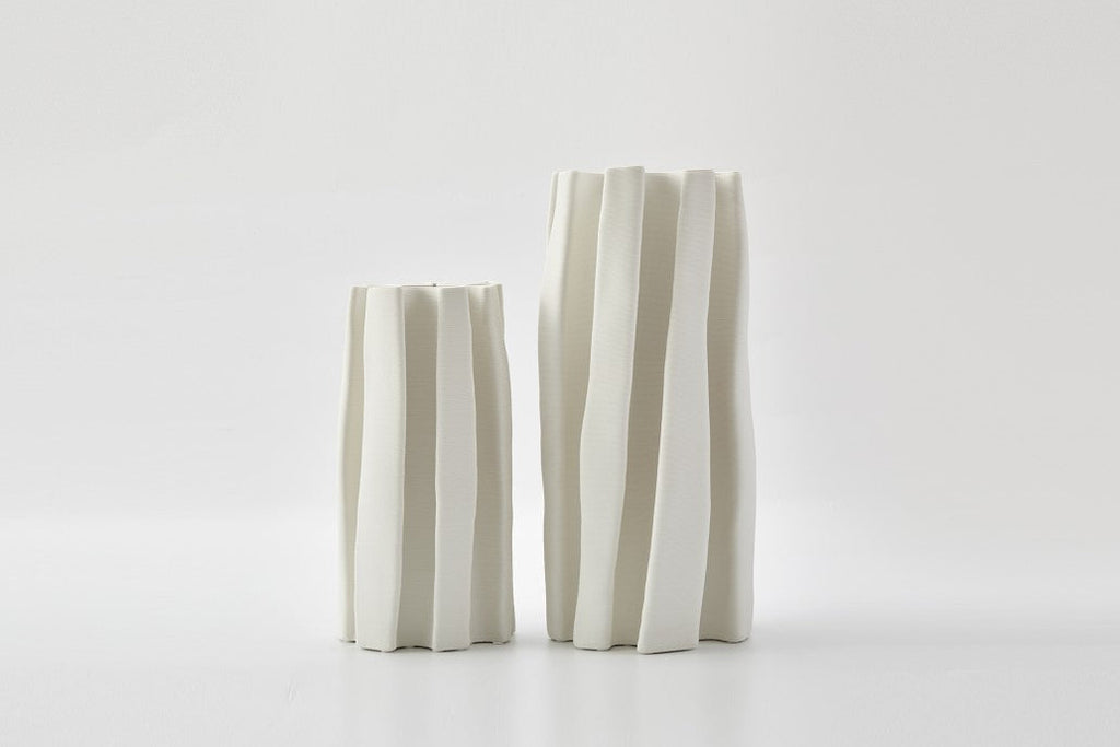 Box Pleat Vase in Ivory