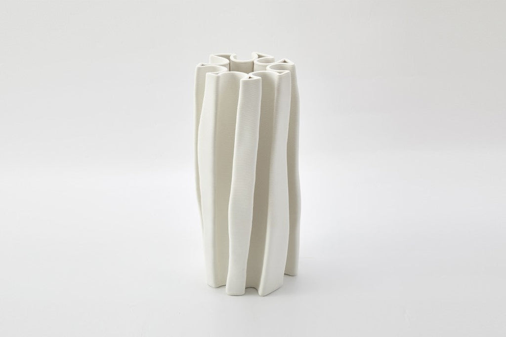 Box Pleat Vase in Ivory