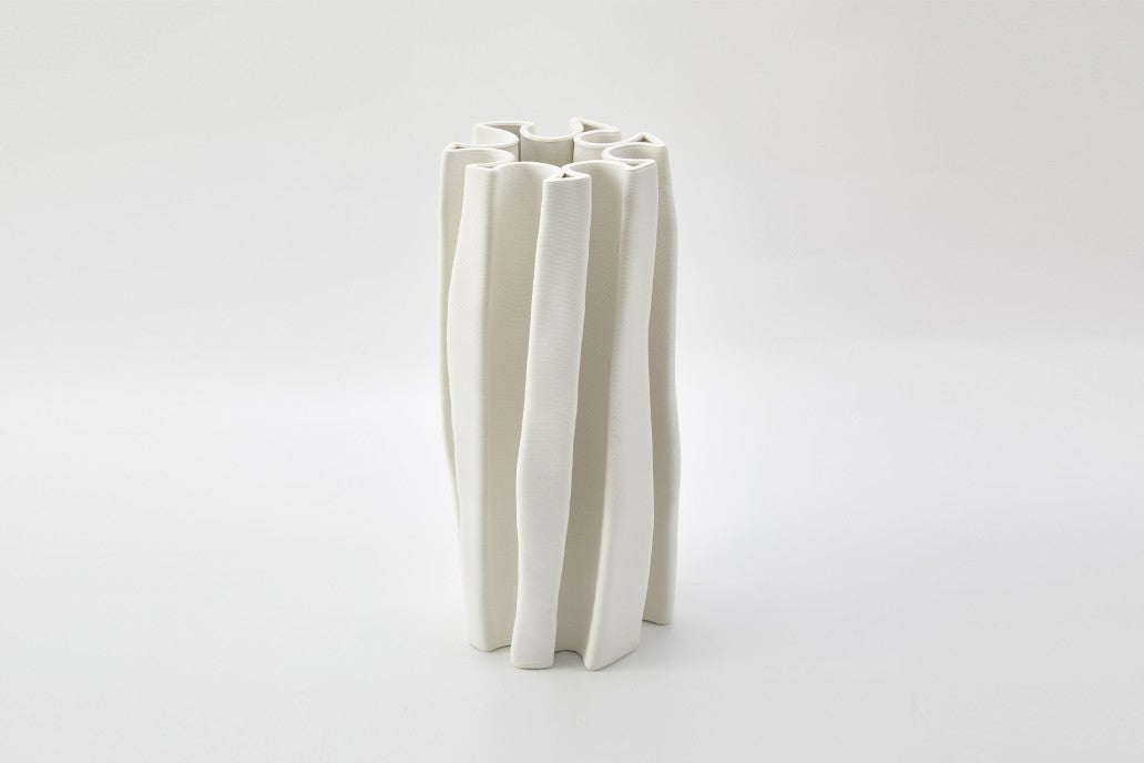 Box Pleat Vase in Ivory