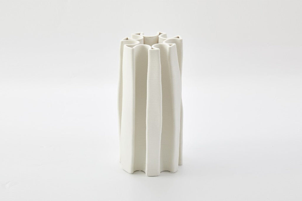 Box Pleat Vase in Ivory