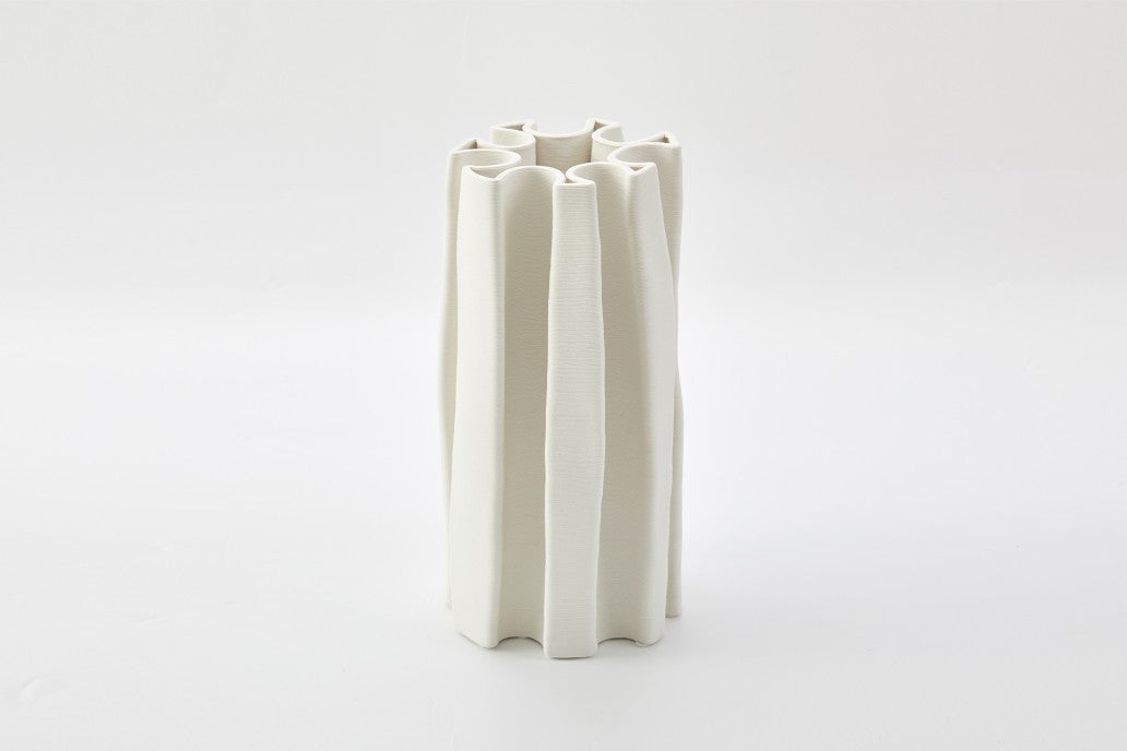 Box Pleat Vase in Ivory
