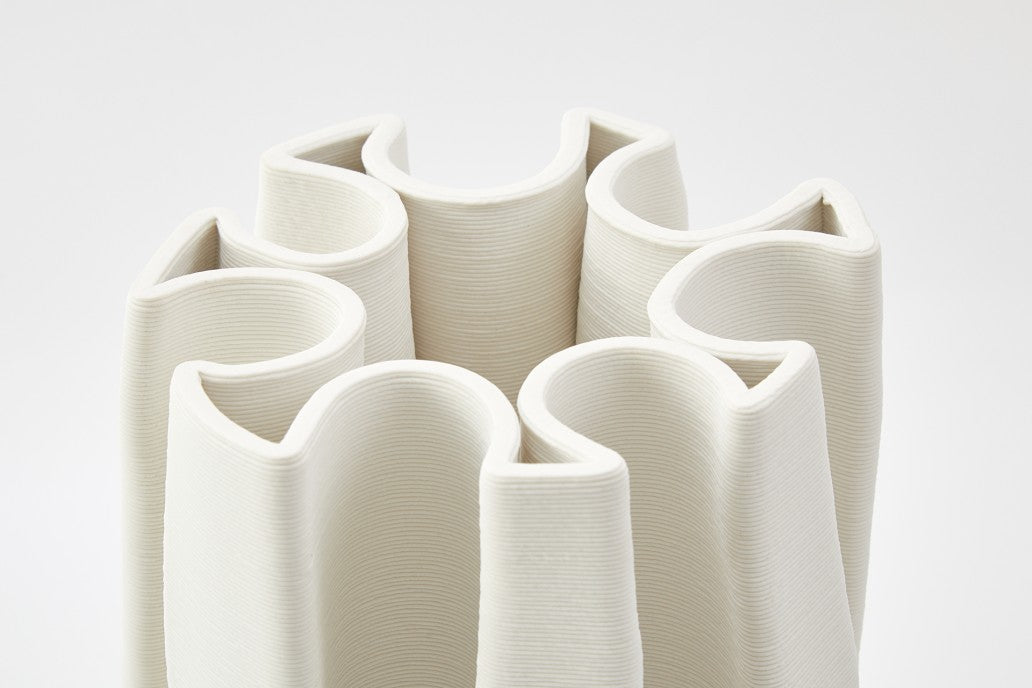 Box Pleat Vase in Ivory