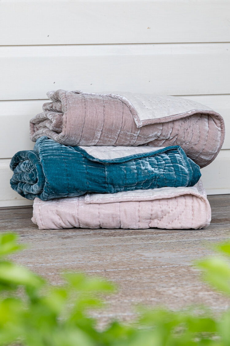 Tempt Silk Velvet Throw - Denim Blue